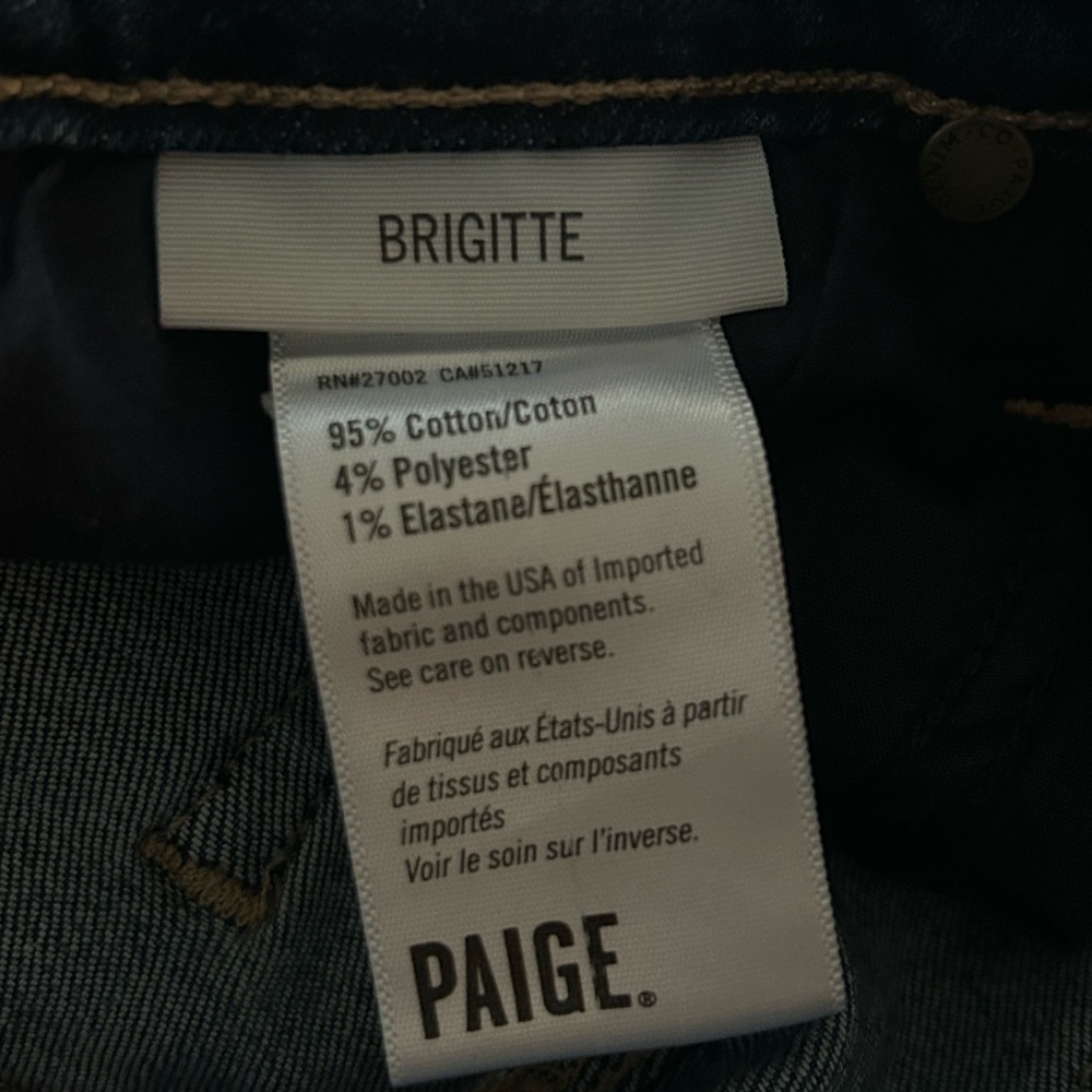 PAIGE Brigitte Boyfriend Jeans Dark Blue Enchanted Wash. Size 27 - Picture 9 of 9